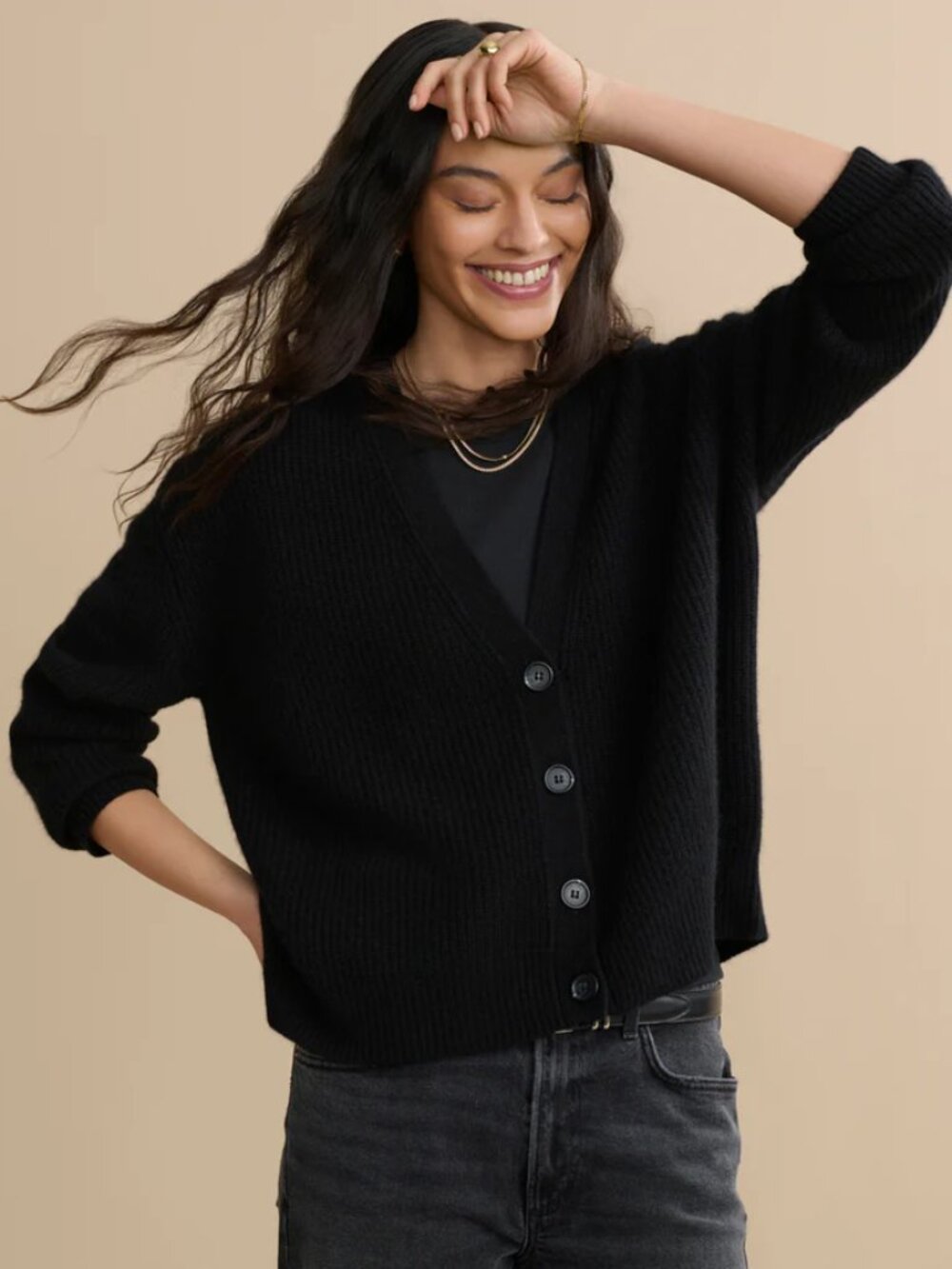 Jenni Kayne Cropped Cashmere Cocoon Cardigan - Black - Size: Small - EUC